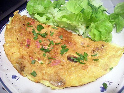 Omelette jambon champignons - 1