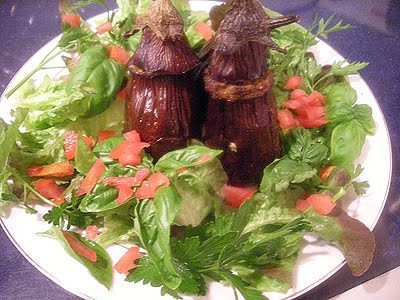 Aubergines farcies agneau et basilic - 1