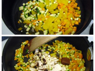 Pâtes aux légumes et boeuf pané - 3