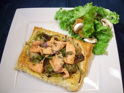 Tartes fines aux poireaux et saumon fumé