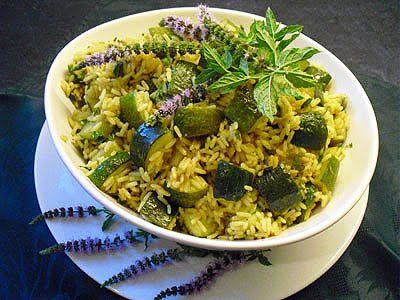 Riz aux courgettes menthe et curry