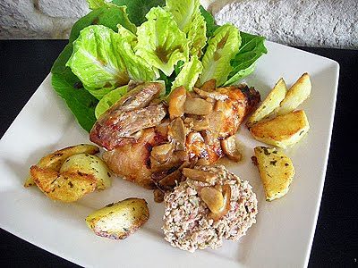 Poulet farci aux cèpes