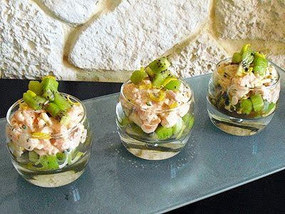 Tartare saumon crevettes aux kiwis