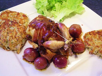 Cailles au raisin et foie gras