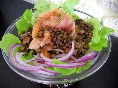 Salade de lentilles au saumon fumé - 1