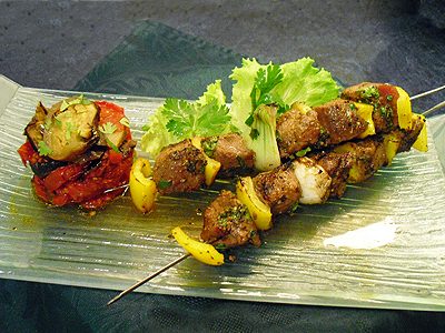 Brochettes de boeuf au poivre