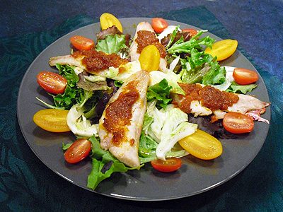 Salade tiède de filets de rougets au caviar de tomates - 1