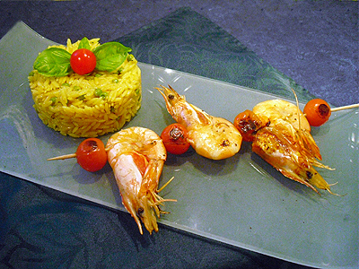 Gambas à la plancha et risotto de risoni - 1