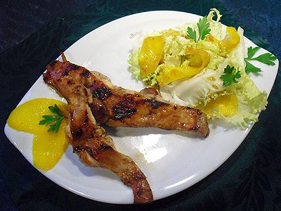 Lapin teriyaki salade à la mangue