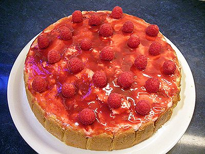 Dessert aux framboises