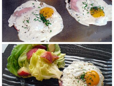 Oeufs au bacon et salade aux pêches - 3