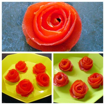 Comment faire des roses en peau de tomate - 5