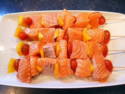 Brochettes de saumon sauce safran sur plancha - 4