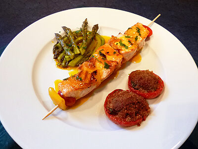 Brochettes de saumon sauce safran sur plancha - 8