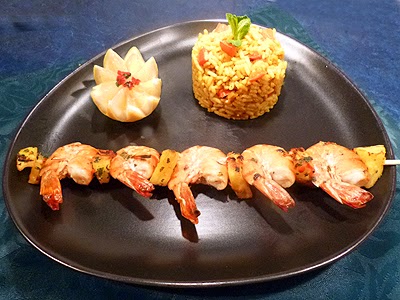 Brochettes gambas ananas - 1