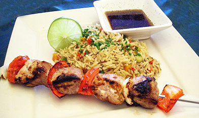 Brochettes de filet mignon et riz basmati