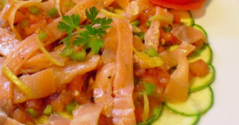 Salade de courgettes au saumon fumé