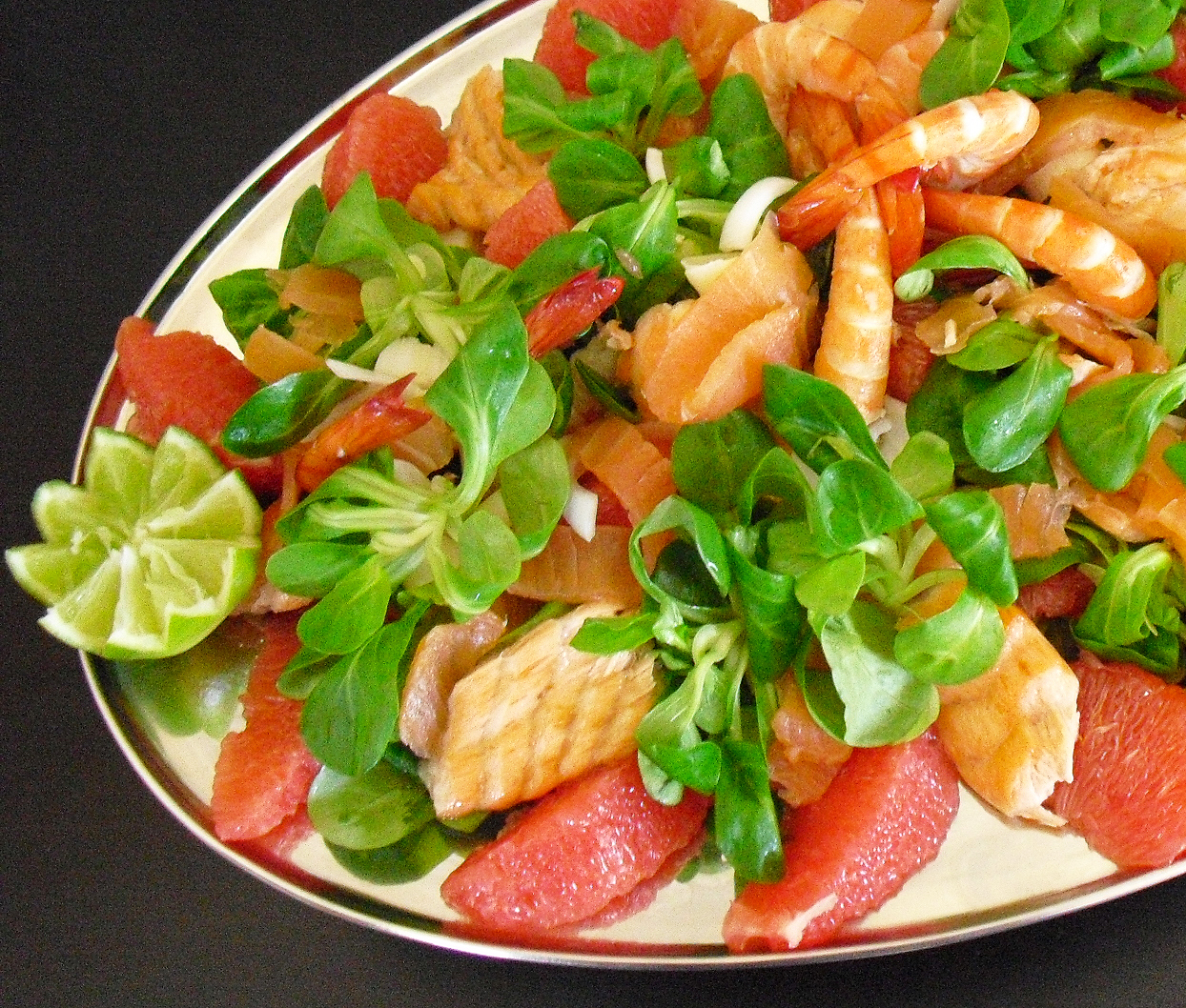 Salade Saumon Crevettes Pamplemousse