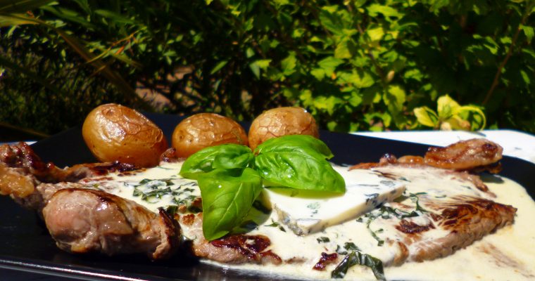 Steaks au basilic et bleu de chèvre