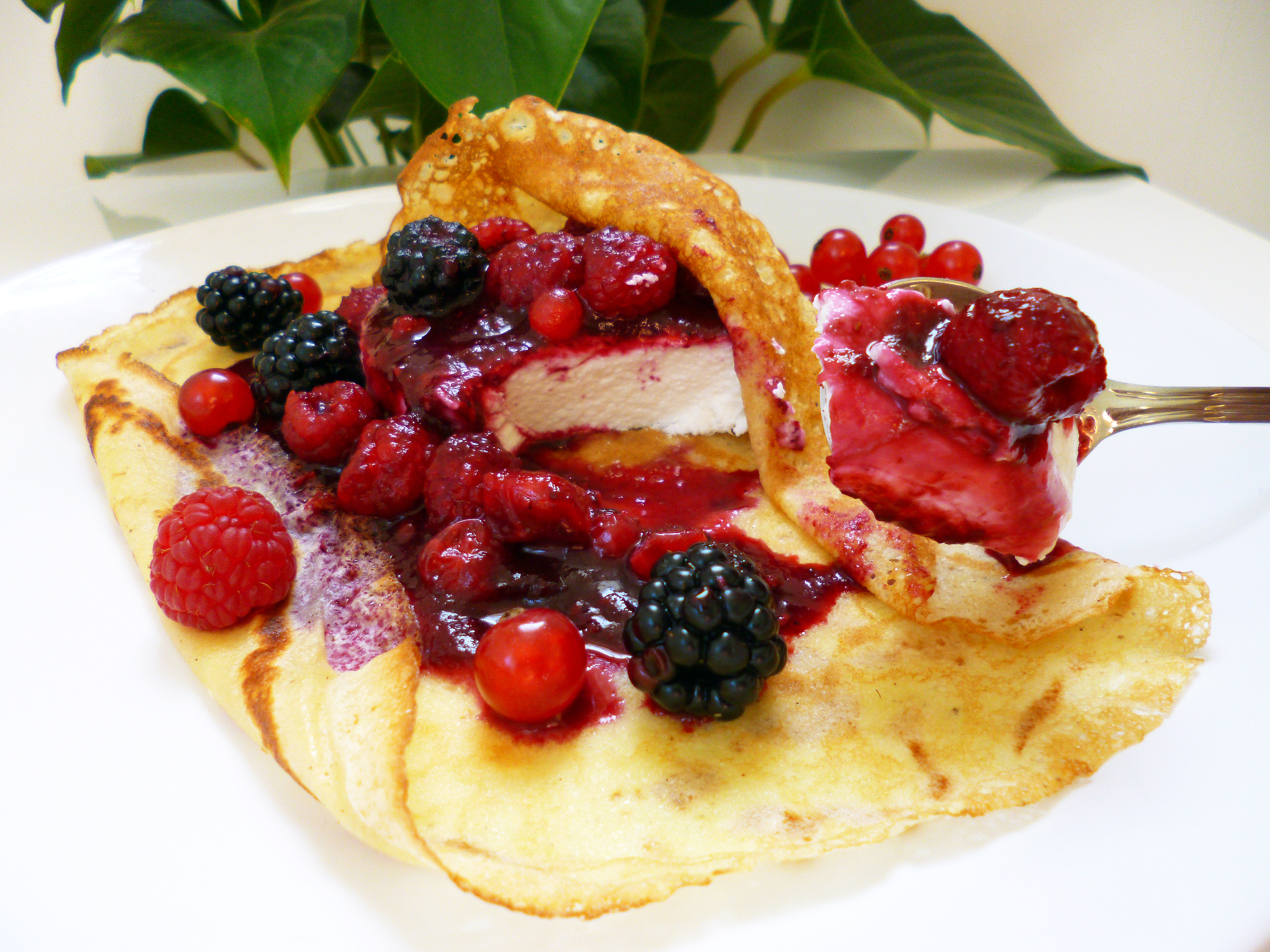 Crêpes au chèvre et coulis de fruits rouges - 1