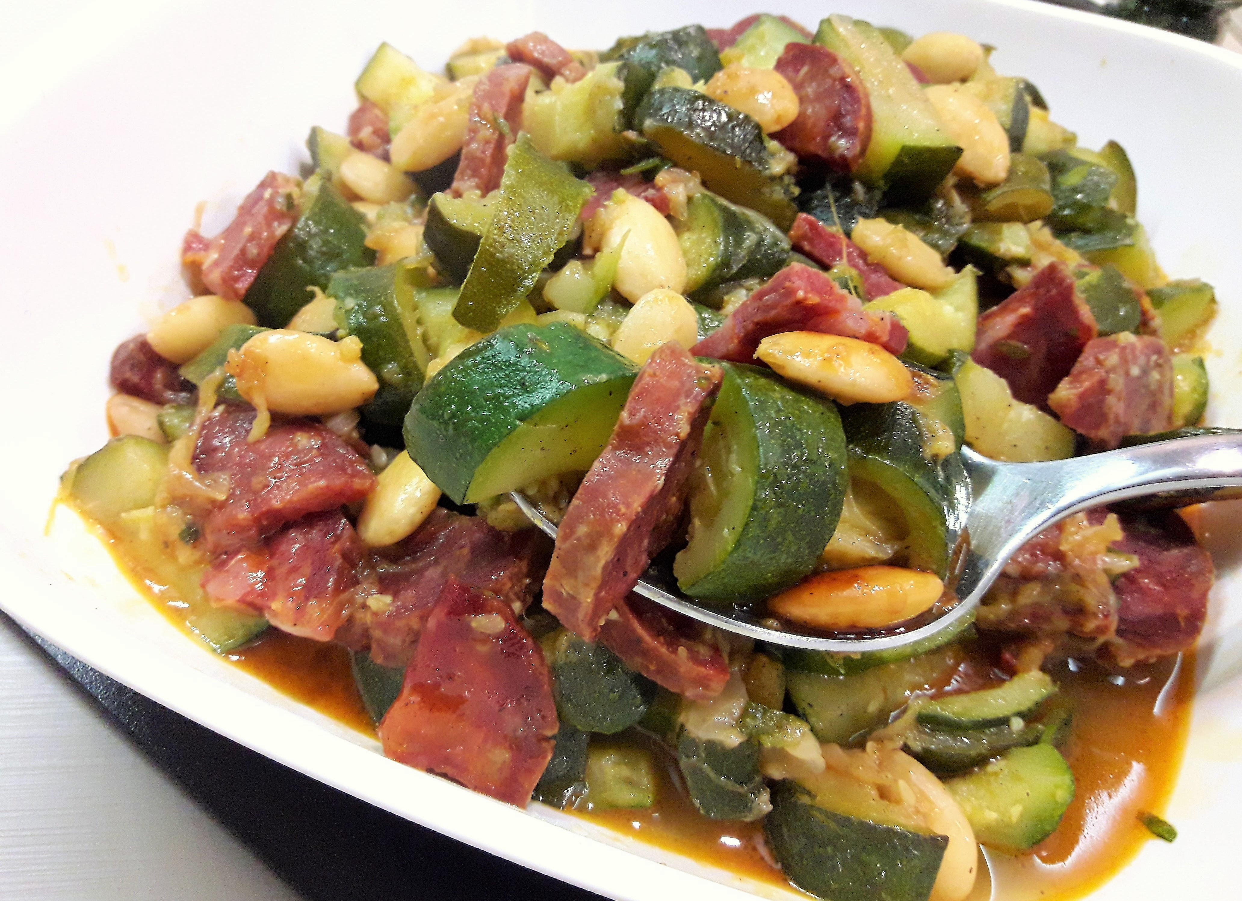 Courgettes au chorizo et amandes - 1