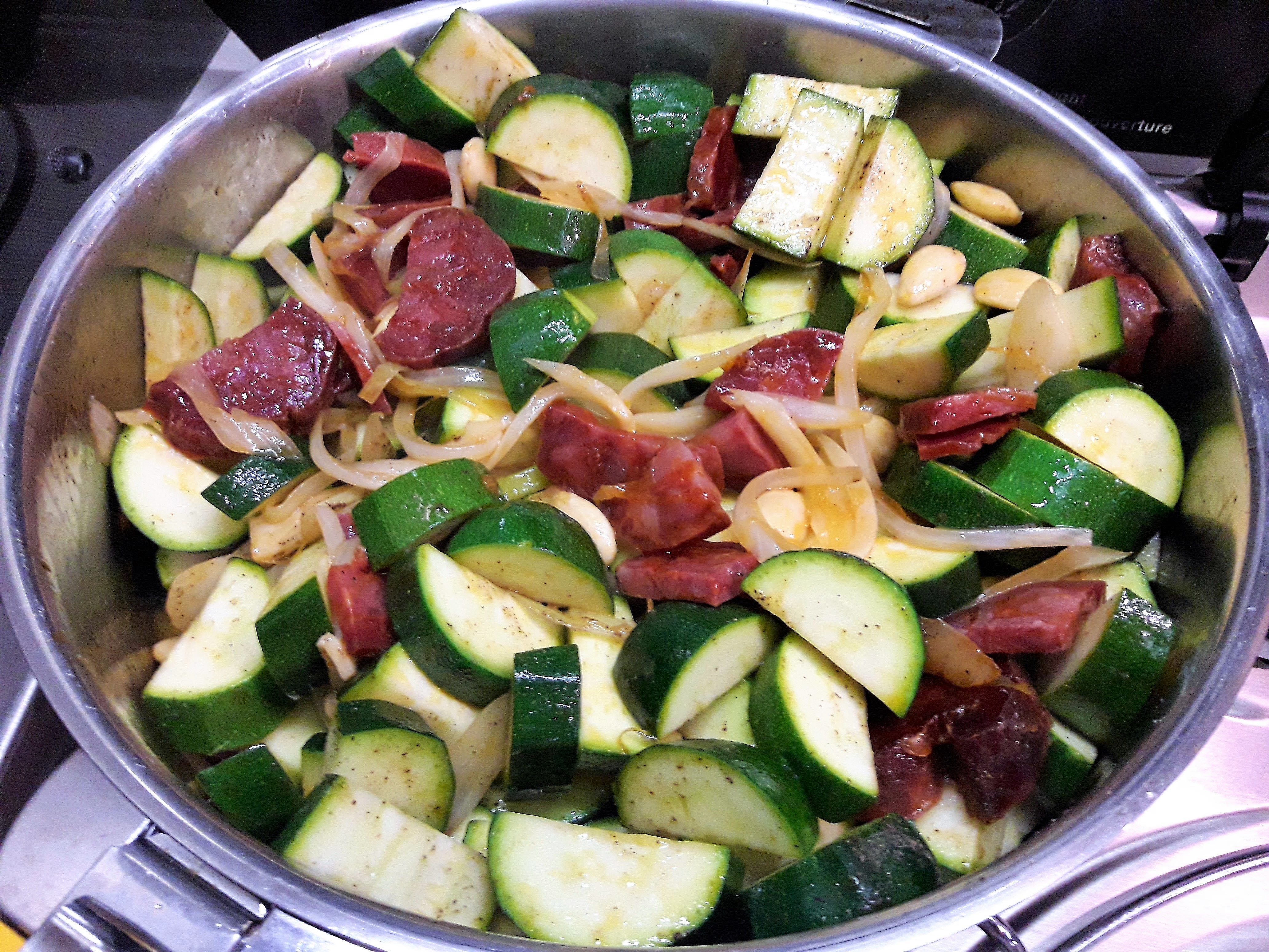 Courgettes au chorizo et amandes - 5