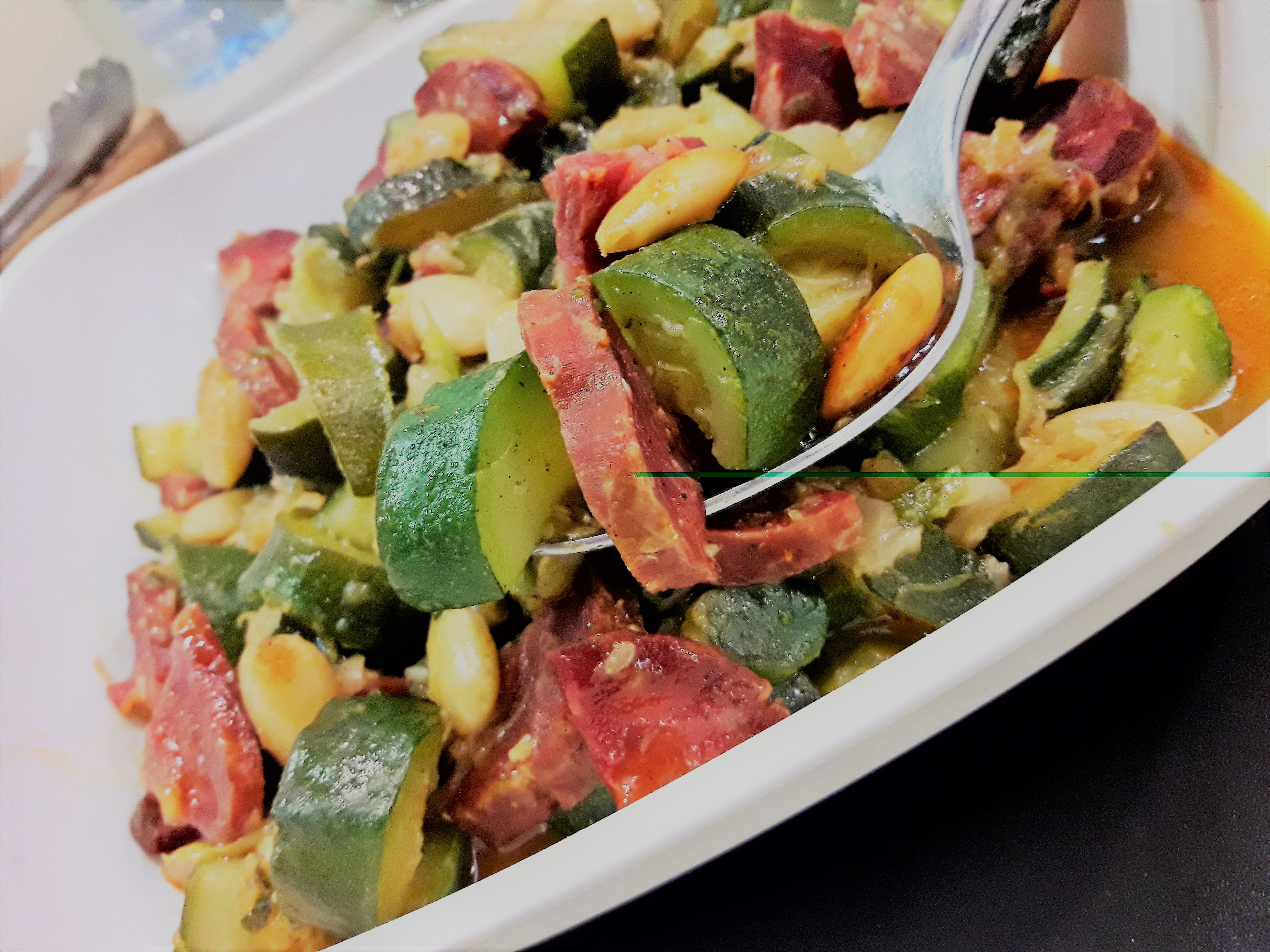 Courgettes au chorizo et amandes - 7