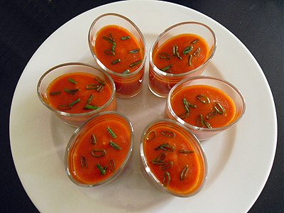Gaspacho tomates et poivron grillés