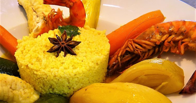 Couscous de lotte et gambas