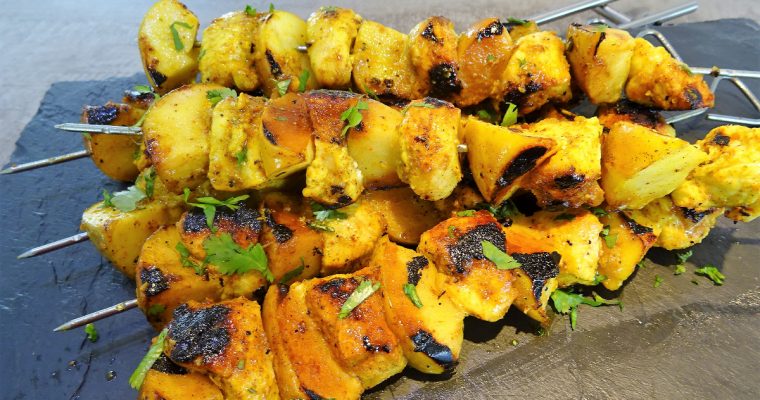 Brochettes de poulet au curry