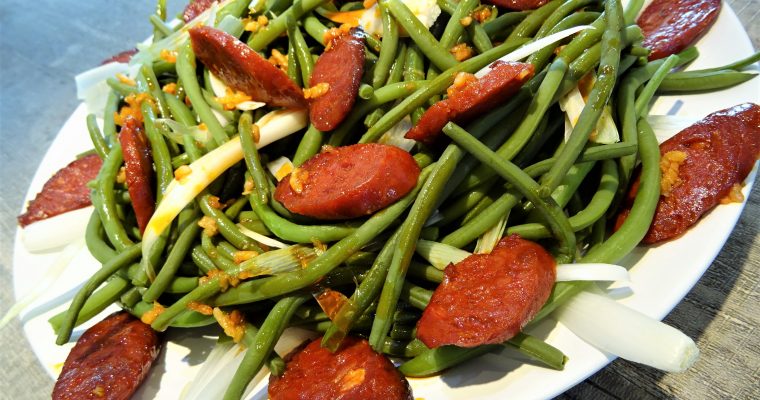 Salade de haricots verts frais au chorizo