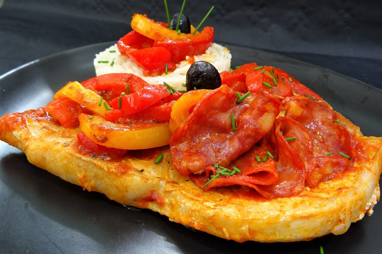 COTES DE PORC POIVRONS ET CHORIZO 614