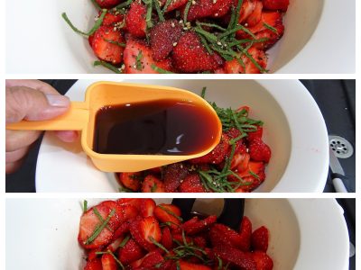 Salade de fraises au Porto et jambon cru - 3