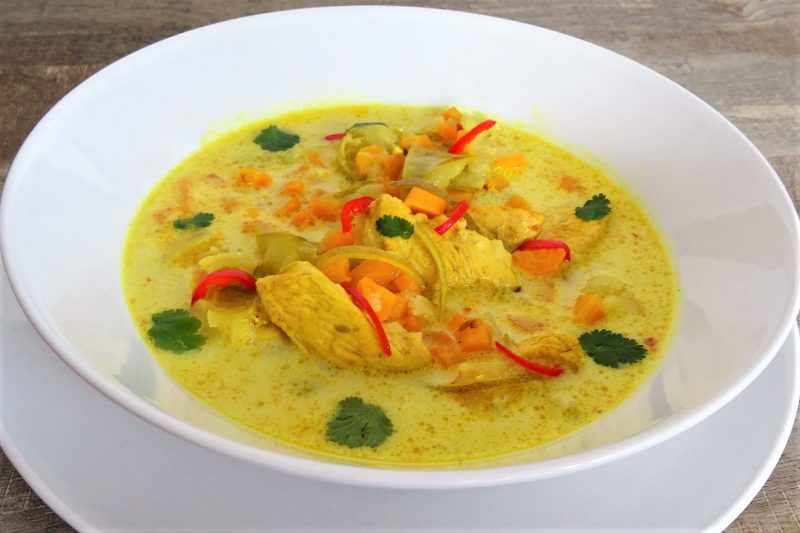 Soupe de poulet curry coco - 4