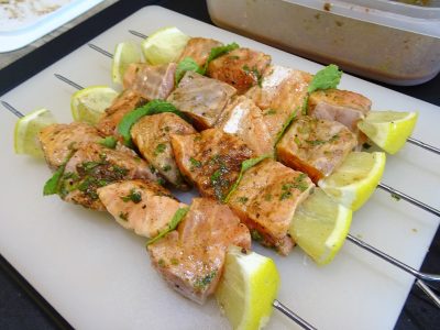 Brochettes de saumon menthe citron - 4