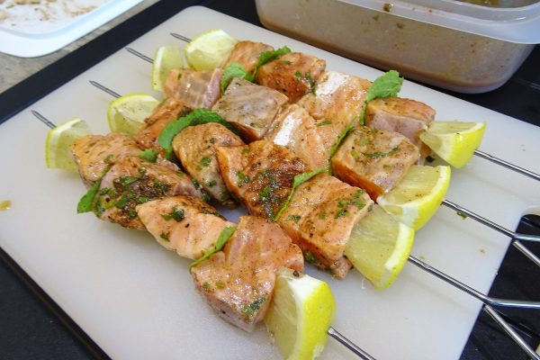 Brochettes de saumon menthe citron - 4