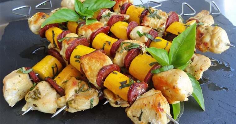 Brochettes de poulet au chorizo