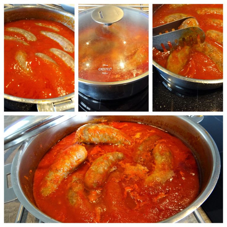 Saucisses de Toulouse en sauce tomate - La recette facile par Toqués 2