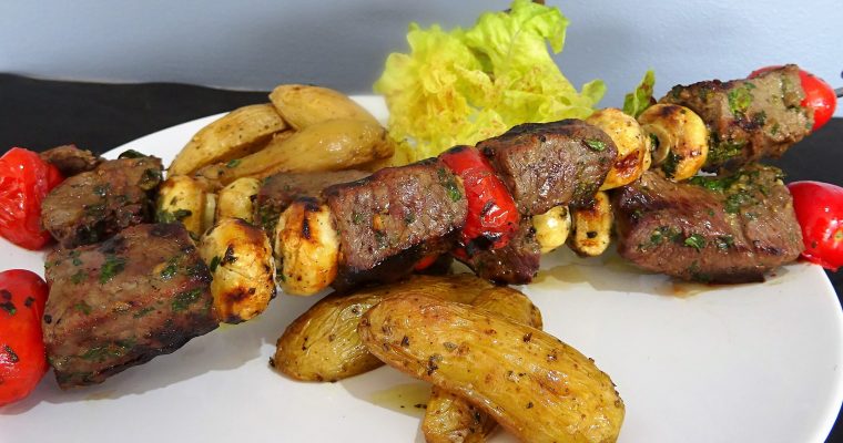 Brochettes de boeuf en persillade