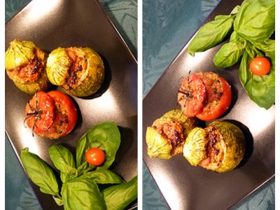 Courgettes et tomates farcies au poulet - 7