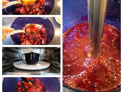 Oeufs en neige sur coulis de fruits rouges - 2