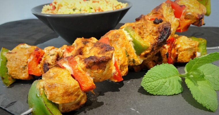 Brochettes de porc aux épices tandoori