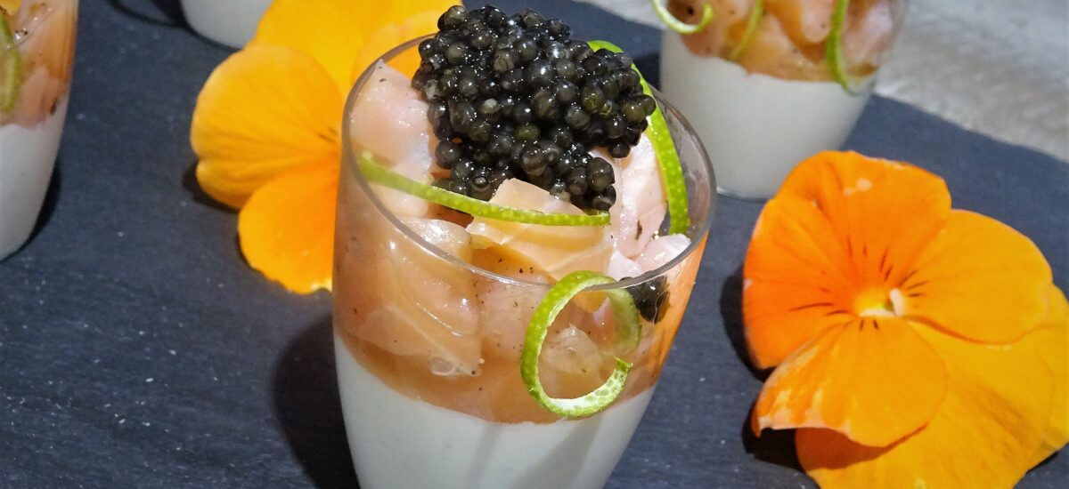 Panna cotta caviar saumon fumé