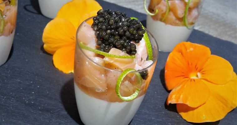 Panna cotta caviar saumon fumé