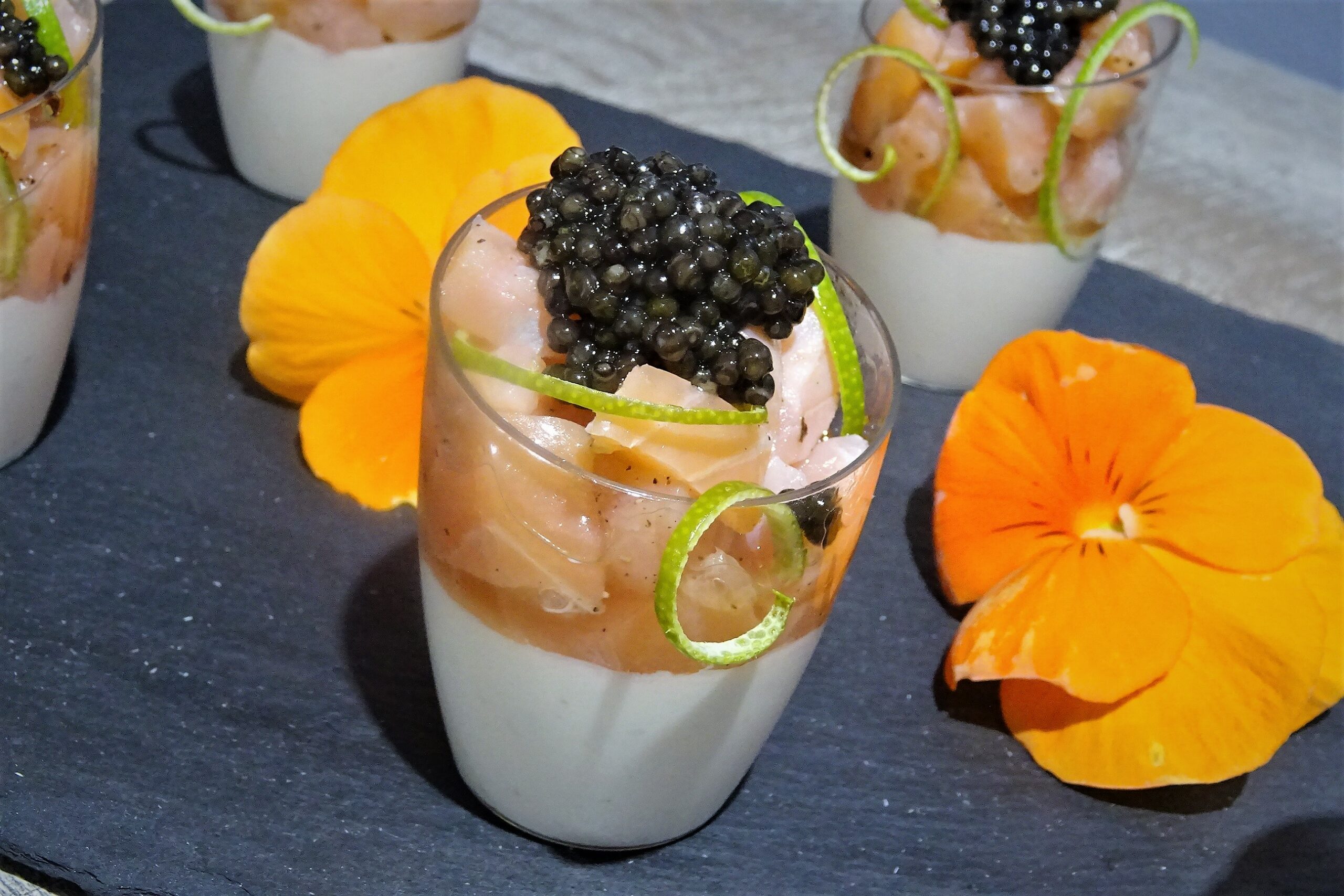 Panna cotta caviar saumon fumé - 1