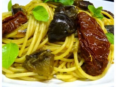 Spaghettis aux aubergines et tomates séchées - 5